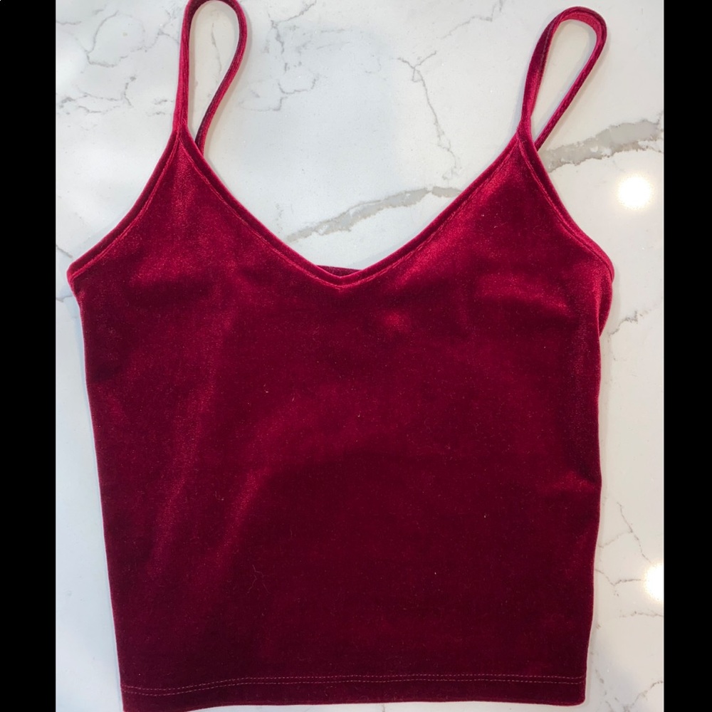 Red velvet crop tank top
